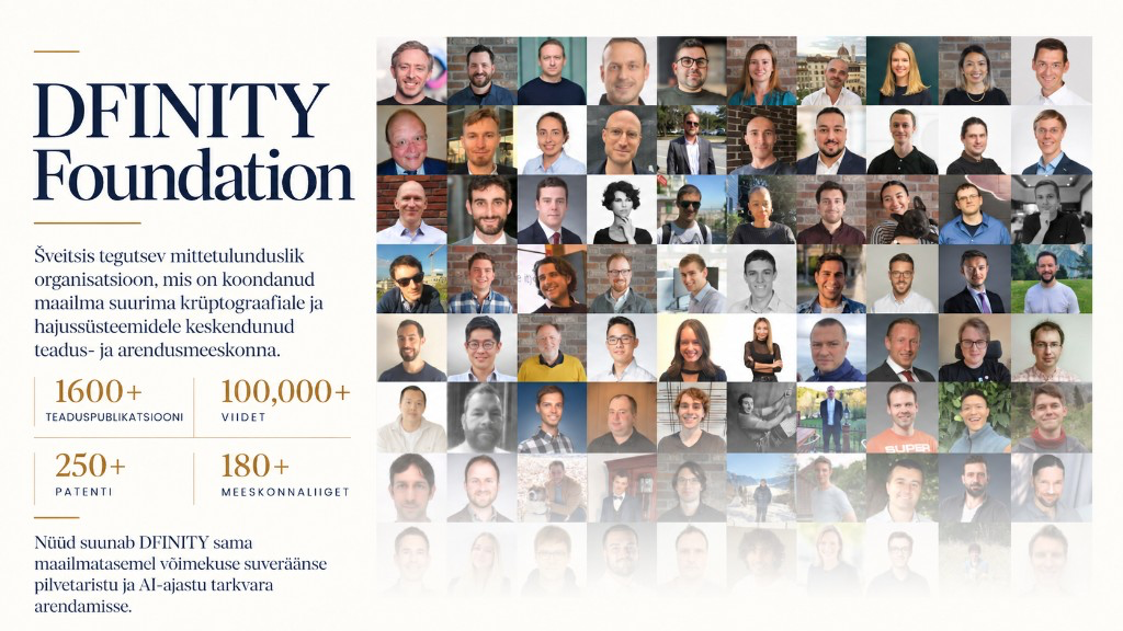 DFINITY Foundationi teadus- ja arendusmeeskond ning organisatsiooni koondnäitajad. Allikas: DFINITY Foundation [20]. Kujundus: EFTI.